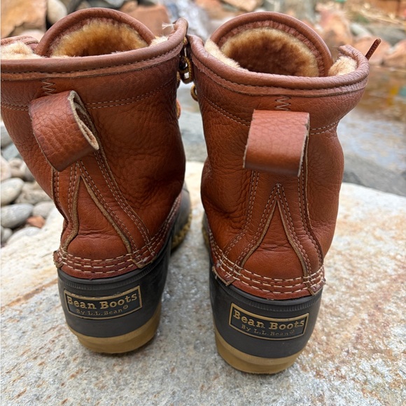 L.L. Bean Bean Boots Women’s 8 Shearling Lined Brown Leather Duck Boots USA - Picture 4 of 10